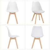 Set of 4 Dining Chairs Mid-Century Modern Shell PU Seat with Wooden Legs