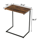 C-Shaped Industrial End Table with Metal Frame