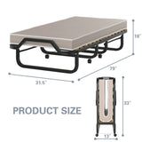 Made in Italy Rollaway Folding Bed with 4 Inch Memory Foam Mattress