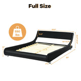 Full Size Faux Leather Upholstered Platform Bed Adjustable Headboard
