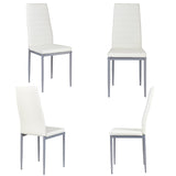 4 Pieces PVC Elegant Design Leather Dining Chairs with Solid Metal Legs