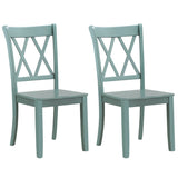 Set of 2 Cross Back Rubber Wood Dining Chairs