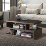 3-Tier Rectangular Modern Coffee Table with Storage Shelf