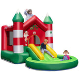 Christmas Themed Kids Inflatable Bounce House with Slide without Blower