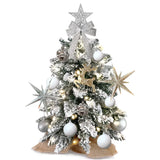 2ft Tabletop Christmas Tree with Light Artificial Small Mini Christmas Decoration with Flocked Snow; Exquisite Decor & Xmas Ornaments for Table Top for Home & Office RT