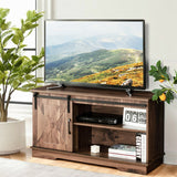 Sliding Barn Door TV Stand with Adjustable Shelf and Cable Holes for 50 Inch TV