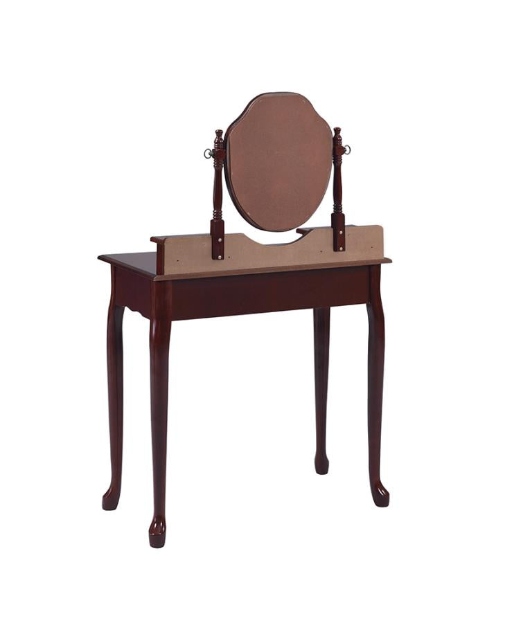 2-piece Vanity Set with Upholstered Stool Brown Red