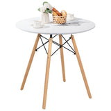 Round Modern Dining Table with Solid Beech Wood Legs
