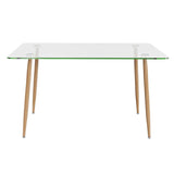 Modern Glass Rectangular Dining Table with Metal Legs