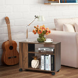 Multifunctional 3-Tier Side Table with Wheels and Large Storage Shelf