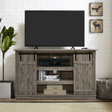 Farmhouse Wood TV Stand for Tvs up to 60 Inch with Sliding Barn Doors