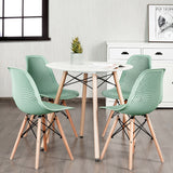 4 Pieces Modern Plastic Hollow Chair Set with Wood Leg