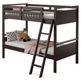 Twin over Twin Bunk Bed with Ladder and Guard Rail