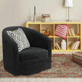 Assembly Accent Chair with 360-Degree Swivel Metal Base for Living Room