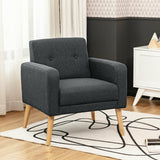 Upholstered Linen Fabric Accent Chair with Stable Rubber Wood Legs