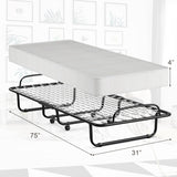 Made in Italy Rollaway Folding Bed with 4 Inch Mattress and Sturdy Metal Frame