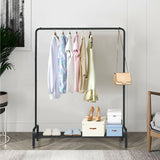 Heavy Duty Clothes Stand Rack with Top Rod and Lower Storage Shelf
