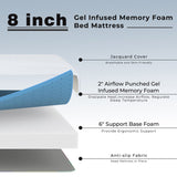 8 Inch Gel Infused Memory Foam Mattress Firm Hybrid Pressure Relief