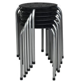 17.5 Inch Set of 6 Portable Plastic Stack Stools with Metal Frame