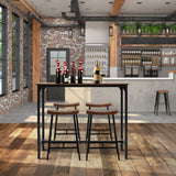 48 Inch Industrial Pub Dining Table with Steel Frame