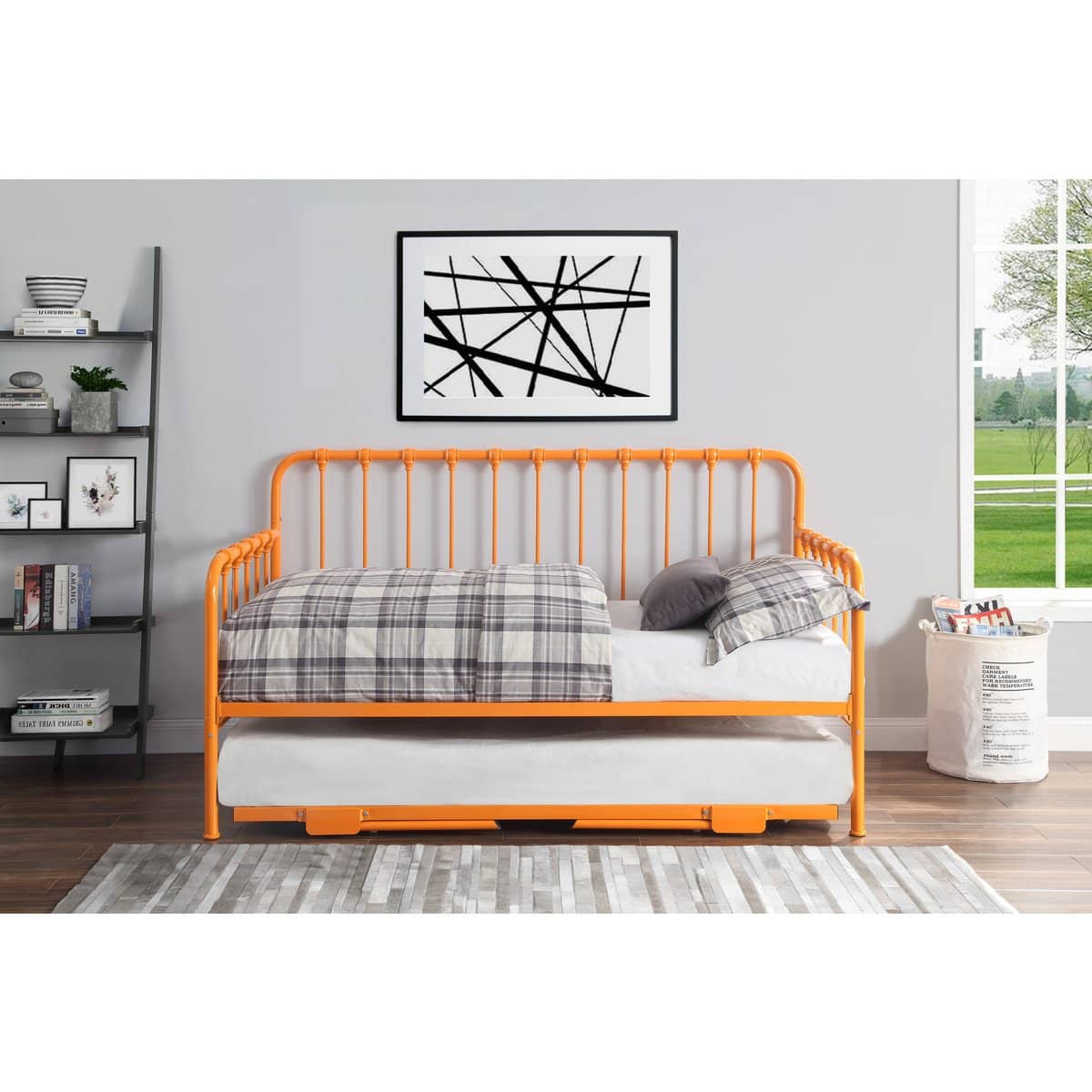 Orange Daybed with Lift-up Trundle