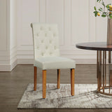 2 Pieces Tufted Dining Chair Set with Adjustable Anti-Slip Foot Pads