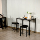 3 Pieces Dining Table Set with Faux Marble Tabletop and 2 Chairs Ideal for Small Space