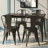 4 Pieces Tolix Style Metal Dining Chairs with Stackable Wood Seat