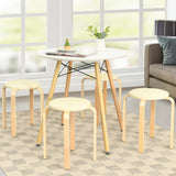 Set of 4 Bentwood round Stool Stackable Dining Chairs with Padded Seat