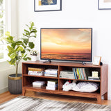 58 Inch Modern Media Center Wood TV Stand with 4 Open Storage Shelves