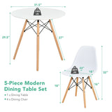 5 Pieces Table Set with Solid Wood Leg for Dining Room