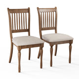 Set of 2 Farmhouse Upholstered Dining Chair with Rubberwood Legs