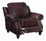 Traditional Brown Leather  Recliner Princeton Push Back Recliner