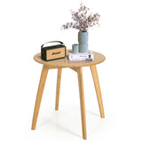 Bamboo round Side Table with 4 Splayed Legs and round Tabletop for Living Room
