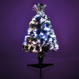 2 Feet Pre-Lit Fiber Optic PVC Artificial Christmas Tree Tabletop with Stand