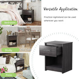 Wooden Nightstand with Drawer and Open Storage Compartment