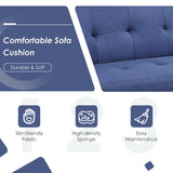 3 Seat Convertible Linen Fabric Futon Sofa with USB and Power Strip