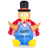 6 Feet Thanksgiving Inflatable Turkey Harvest Day Decoration with Lights for Lawn