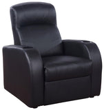 Cyrus Home Theater Black Leather Recliner