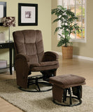 Casual Chocolate Glider With Ottoman