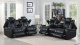 Black Leatherette Power Living Room Sets 2 Pc Set