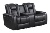 Black Leatherette Power Living Room Sets 3 Pc Set