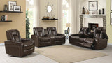 Brown Leatherette Power Living Room Sets 3 Pc Set