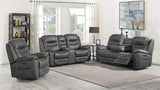Dark Grey Fabric Power Living Room Sets 3 Pc Set