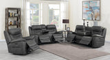 Dark Grey Fabric Power Living Room Sets 3 Pc Set