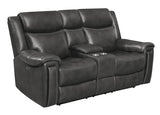 Hand-Rubbed Charcoal Leather Power Living Room Sets 3 Pc Set