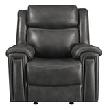 Hand-Rubbed Charcoal Leather Power Living Room Sets 3 Pc Set