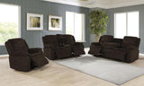 Brown Fabric Power Living Room Sets 3 Pc Set