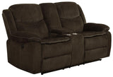Brown Fabric Power Living Room Sets 3 Pc Set