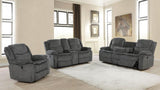 Charcoal Fabric Power Living Room Sets 3 Pc Set